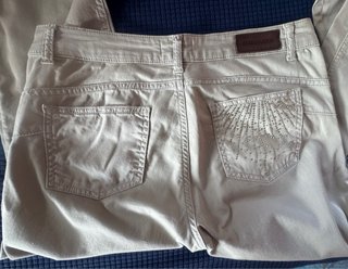 Pantaloni REBEL QUEEN beige con strass