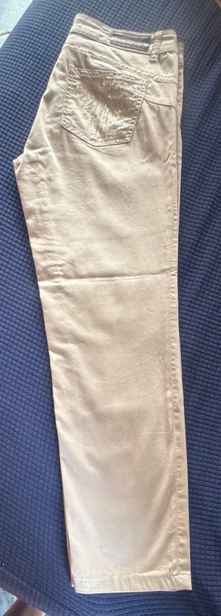 Pantaloni REBEL QUEEN beige con strass