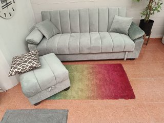 Sofá Cama Gris con Arcón y Puff