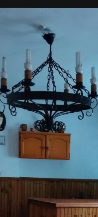 Lámpara de techo forja y madera