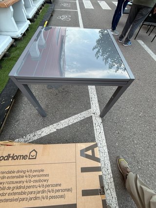 Mesa de jardín gris abatible 90x90