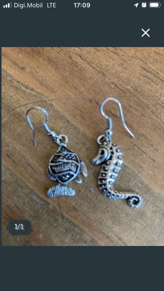 Pendientes de caballito de mar y pez