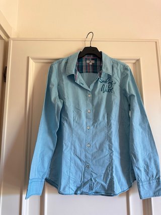 Camicia donna cotone azzurra manica lunga 38