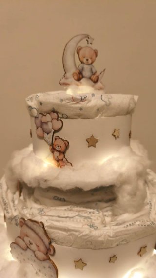 Tarta de pañales oso dormilón