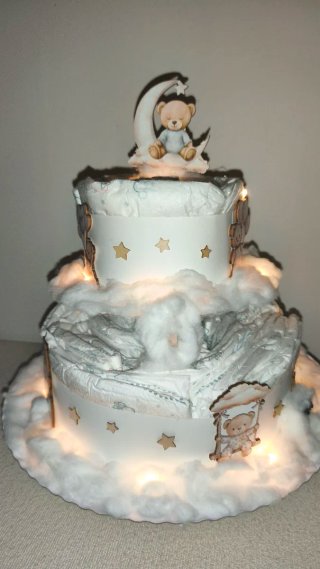 Tarta de pañales oso dormilón
