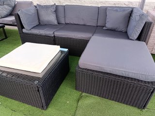 Conjunto Terraza Ratán Negro y Gris