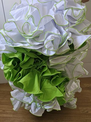 Traje Flamenca Sara de Benitez Verde/Blanco