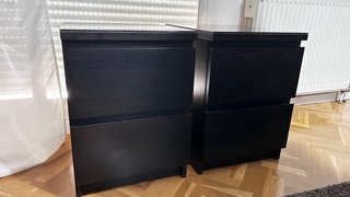 Juego de 2 Mesitas Malm Ikea Madera y Cristal