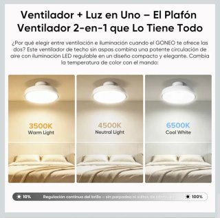 Ventilador Techo LED sin Aspas GONE