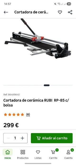 Cortadora de azulejos Rubi 85 cm