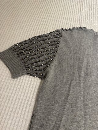 Jersey Twin Set Gris con Pedrería Talla S