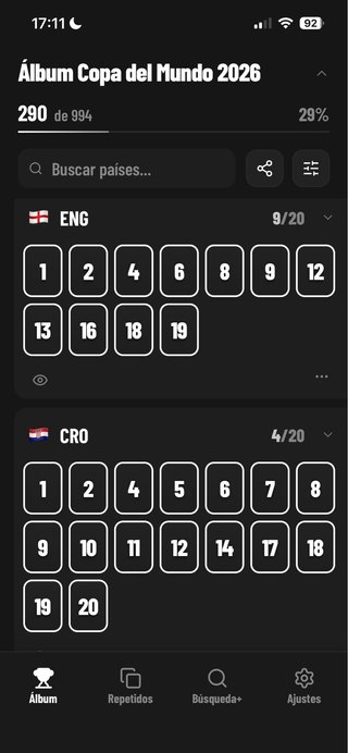 Cromos faltantes Mundial 2026