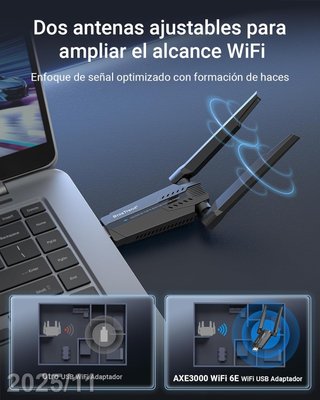 BROSTREND Adaptador WIFI Linux AXE3000 Tri-Banda