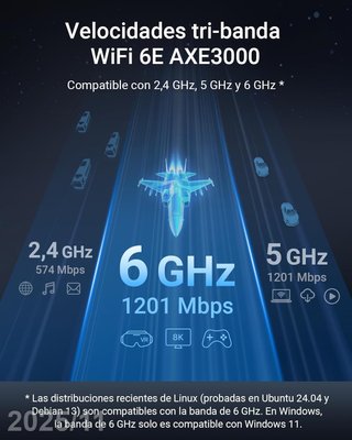 BROSTREND Adaptador WIFI Linux AXE3000 Tri-Banda