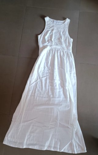 Vestido largo blanco Mango