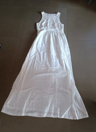 Vestido largo blanco Mango