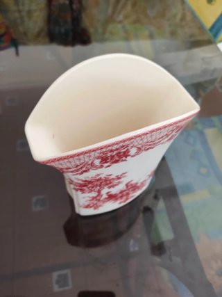Búcaro porcelana rojo y blanco