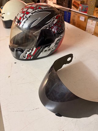 Casco Moto NZI Rojo y Plateado