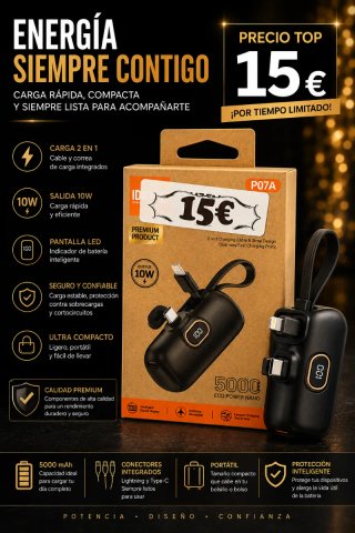 ID smart Cargador Portátil 10W 5000 mAh