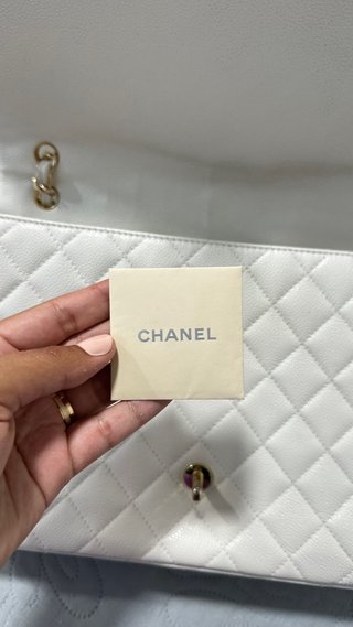 Bolso Chanel Clásico Blanco y Dorado