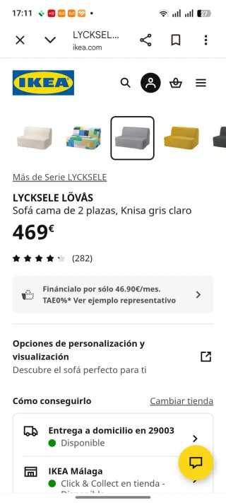 Sofá Cama lycksele Ikea 2 Plazas NO NEGOCIABLE