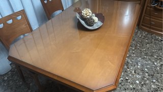 Mesa Comedor Extensible Madera y Cristal protector