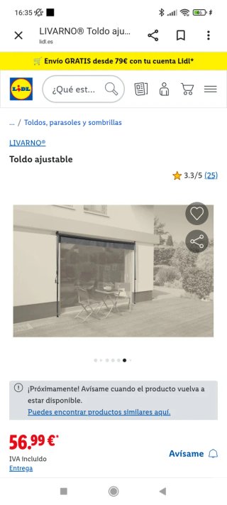 Toldo ajustable LIVARNO negro