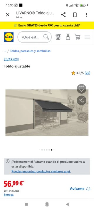 Toldo ajustable LIVARNO negro