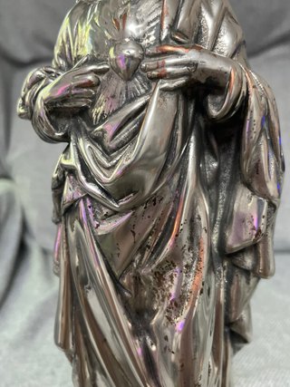 Figura Sagrado Corazón Cobre Baño Plata