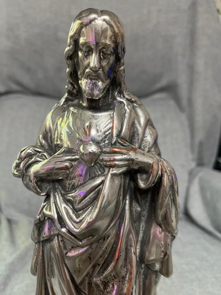 Figura Sagrado Corazón Cobre Baño Plata