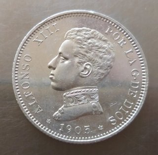 Moneda Plata 2 Pesetas 1905.
