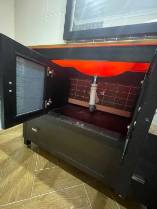 Mueble de baño madera y cristal