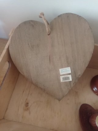 Set Legno Vassoio Cuore Portacandele Vaso