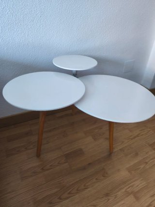 Mesa auxiliar redonda blanca madera