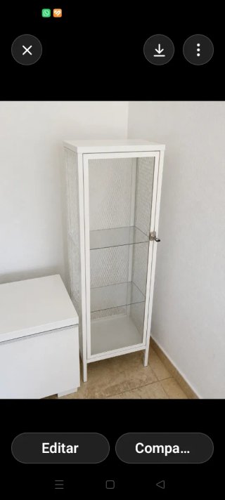 Vitrina Ikea Cristal y Metal Blanca
