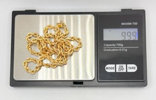 Cadena Salomónica de oro de 18k, 9.99 g, 52.5 cm.