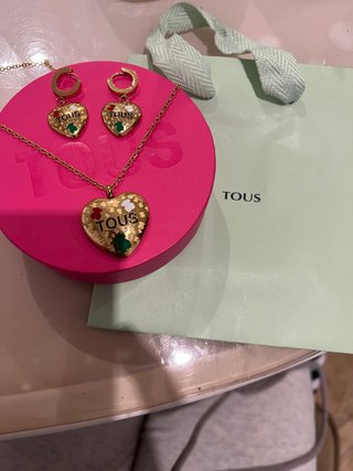 Conjunto Tous Corazón Oro y Verde