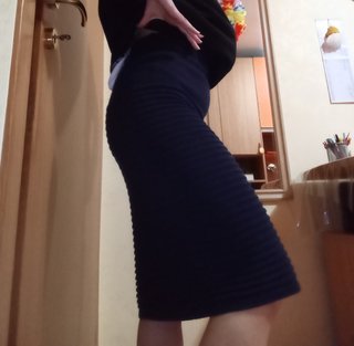 Gonna blu vintage lavorata in maglia