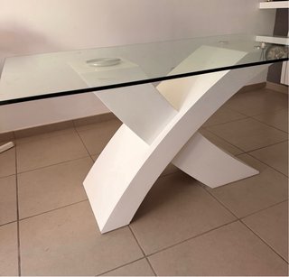 Mesa comedor cristal diseño + 4 sillas