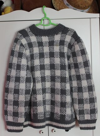 Jersey lana cuadros gris y blanco