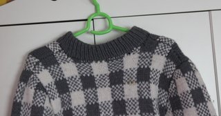 Jersey lana cuadros gris y blanco