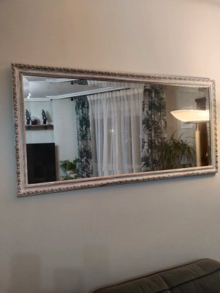 Espejo Grande Salón Blanco y Plata.