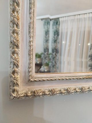 Espejo Grande Salón Blanco y Plata.