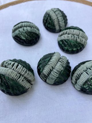 6 Botones Antiguos Verdes