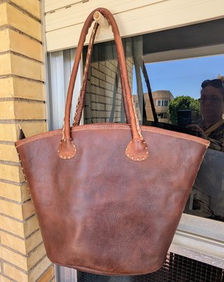 Bolso Artesanal Cuero Vacuno Marrón