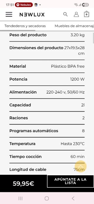 Freidora de Aire NEWLUX Negra