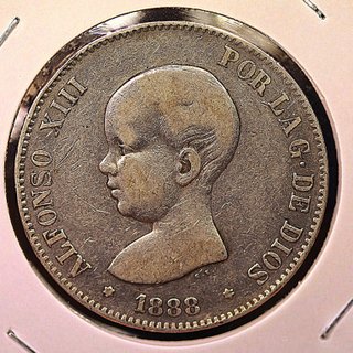 5 Pesetas Plata 1888 Alfonso XIII