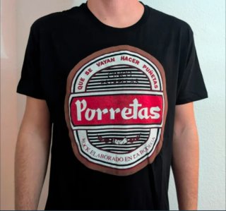 CAMISETA NEGRA - PORRETAS - TALLA XL y más