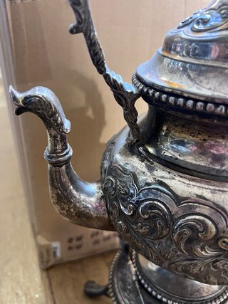 Bule Antigo de Chá/Café com Suporte de Queimador –