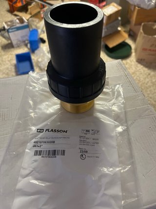 Adaptador Plasson PE/Latón Rosca Macho d63x2